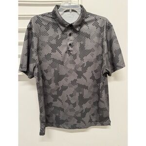 Etonic Mens Golf Polo Shirt Grey All Over Digi Camo Performance Short Sleeve L